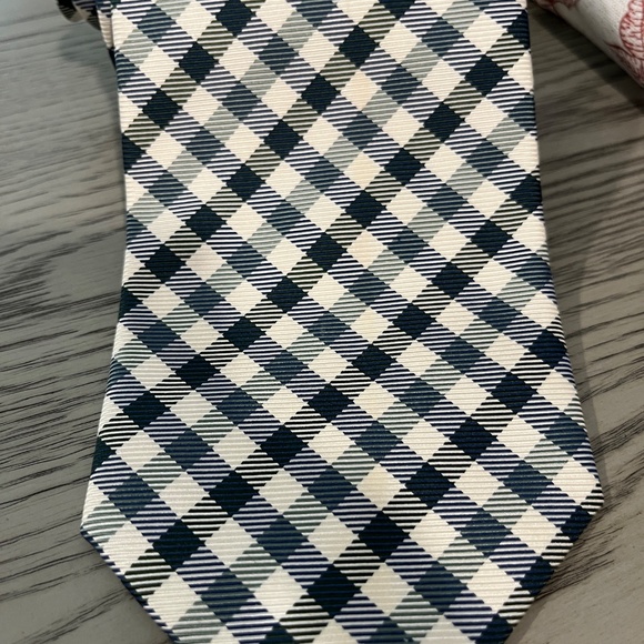 Brooks Brothers Makers Silk Tie Blue Green White Plaid Check Classic Length - Picture 2 of 4
